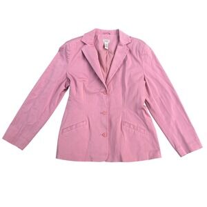 Vtg LL Bean Womens Pink Cotton Lycra 3 Button Blazer Jacket Size 20 Regular APU6